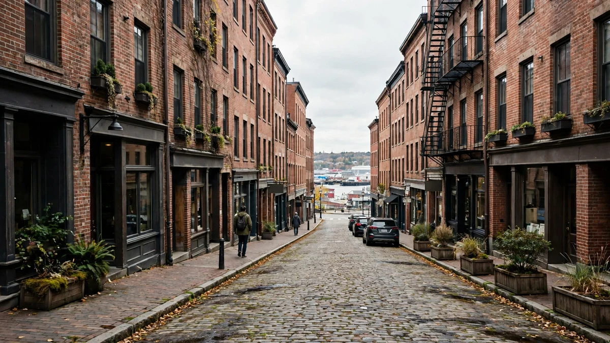 Downtown Portland Maine street near Congress Street