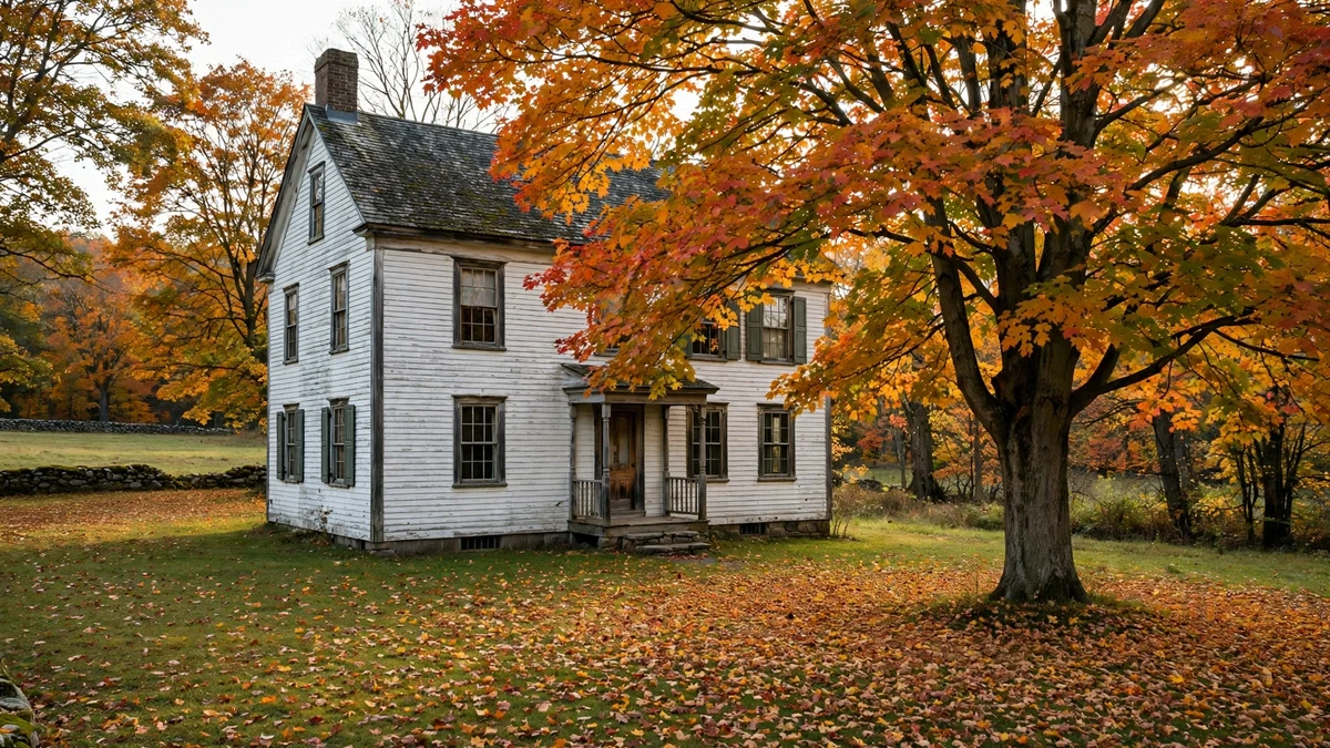 Old Maine home with a front yard above a buried sewer line